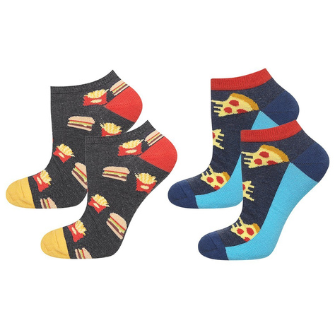 Lot de 2x chaussettes pizza en coton coloré SOXO GOOD STUFF pour hommes