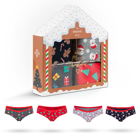 SOXO Culotte de Noël en boîte / paquet de 4