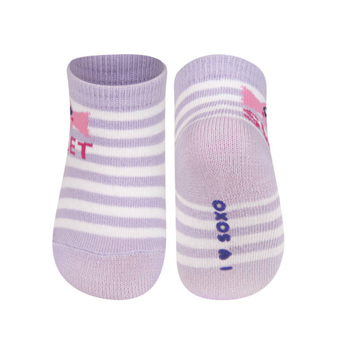 Chaussettes bébé SOXO violettes avec inscription rayée