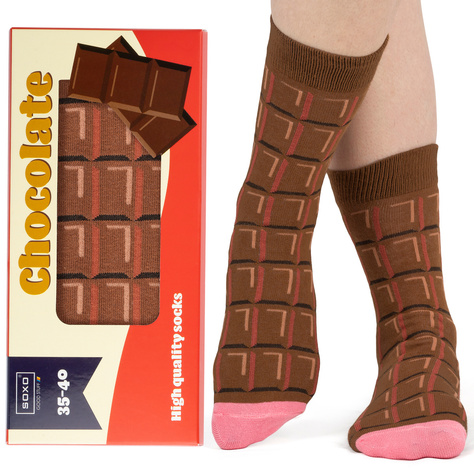 Lot de chaussettes femme SOXO tablette de chocolat et pingouin bouillotte de Noël | cadeau de Noël