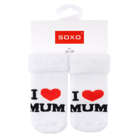 Lot de 3x chaussettes bébé SOXO bleu marine avec inscription 