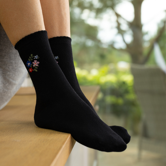 Chaussettes en Bambou à Motif Feuri