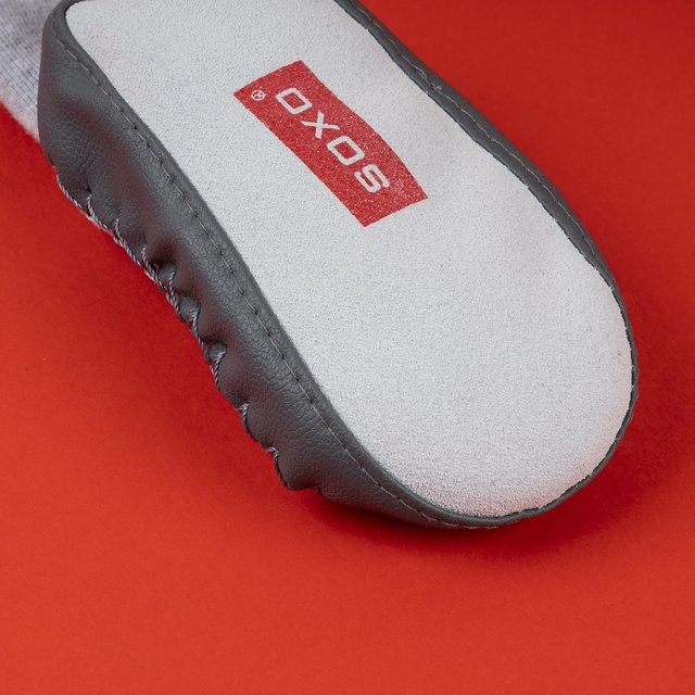 Chaussons bébé SOXO gris avec semelle cuir