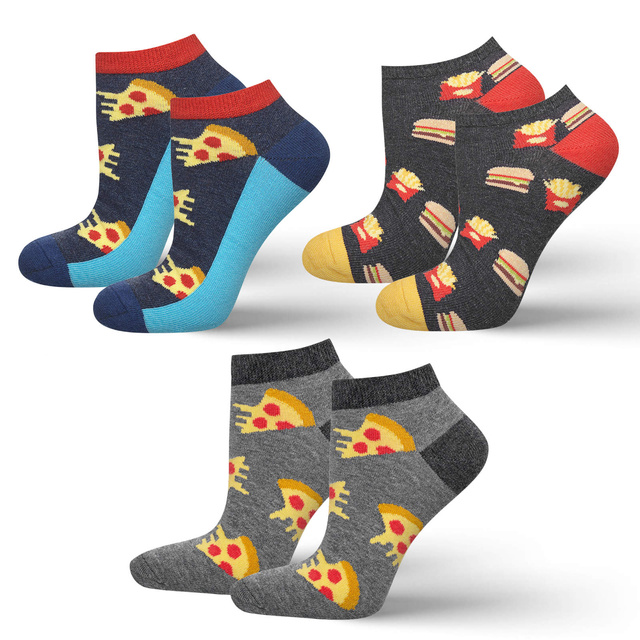 Lot de 3x chaussettes en coton coloré SOXO GOOD STUFF pour hommes pizza | fast food