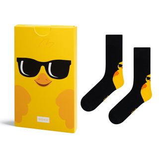 Chaussettes à motif poulet dans un emballage façon carte de vœux