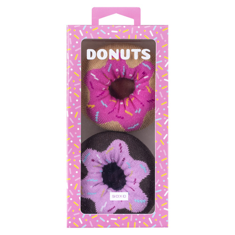 Lot de 2 paires de chaussettes Soxo Donut pour femme dans une boîte | Parfait pour un cadeau | Drôle et joyeux | rose