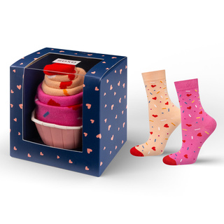 Chaussettes roses SOXO cupcake pour femmes - 2 paires