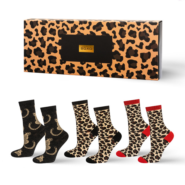 Chaussettes pour femmes SOXO Leopard classic en emballage - 3 paires