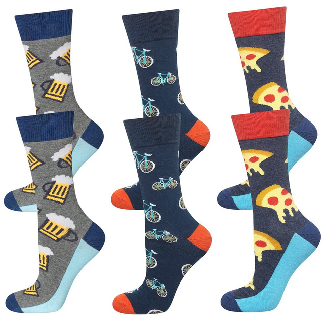 Lot de 3x chaussettes colorées SOXO GOOD STUFF pour hommes, drôle de pizza