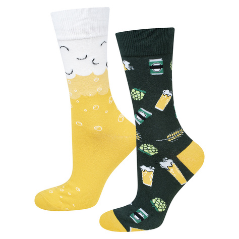 Lot de 2x chaussettes colorées pour hommes SOXO GOOD STUFF Vodka en bouteille et bière en canette coton amusant 