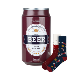 Chaussettes colorées pour hommes SOXO GOOD STUFF, bière rouge irlandaise amusante dans une boîte cadeau