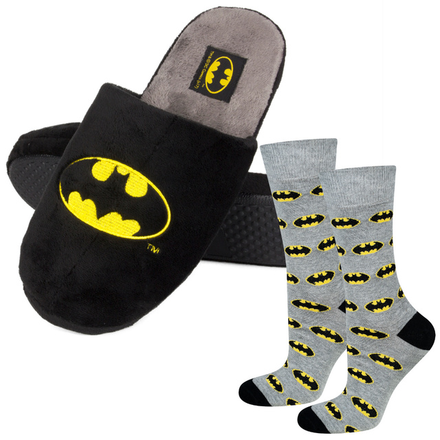 Lot de 1x Chaussettes colorées SOXO Batman et 1x Chaussons homme Batman