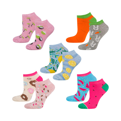 Lot de 5x chaussettes colorées SOXO pour femmes, non assorties cadeau 