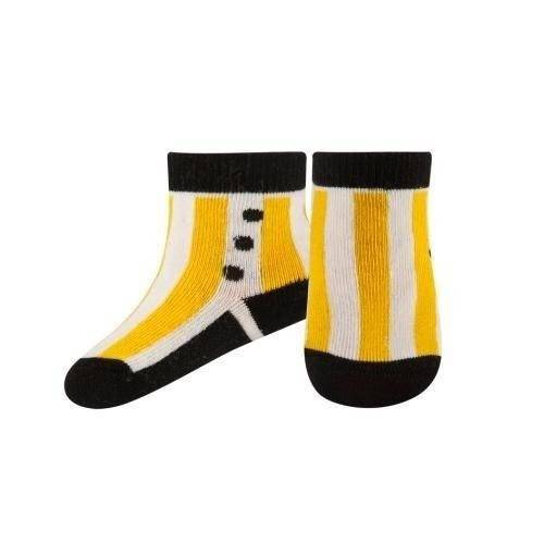 Chaussettes bébé jaune SOXO baskets à rayures