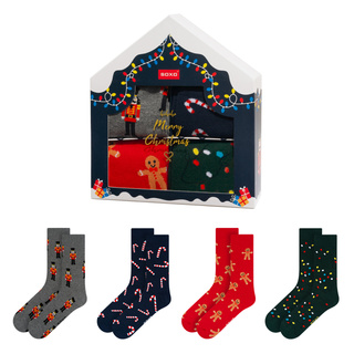 Set 4x chaussettes colorées pour hommes SOXO GOOD STUFF joyeux Noël cadeau chaussettes en coton