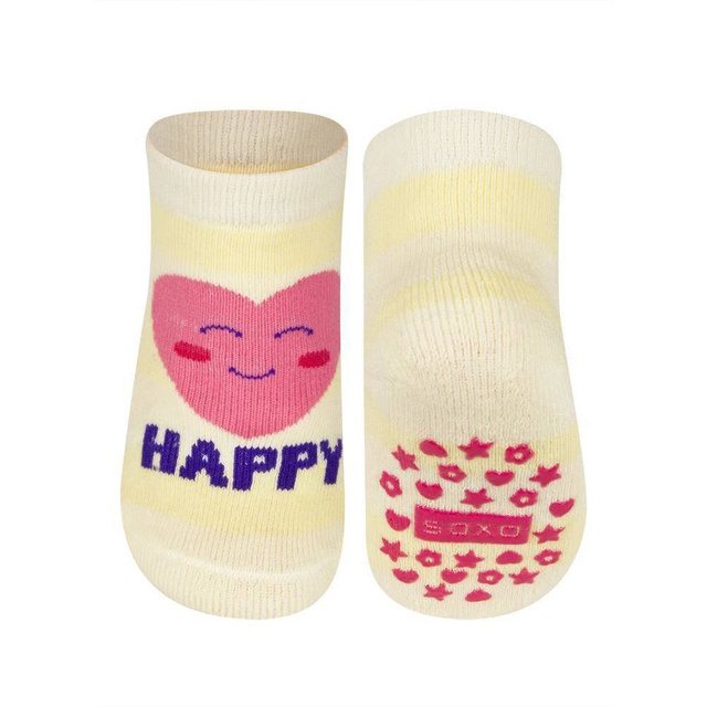 SOXO chaussettes colorées pour bébé avec ABS | coeur | heureux