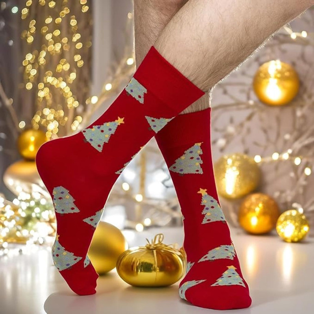 Set 4x chaussettes colorées pour hommes SOXO GOOD STUFF joyeux Noël cadeau chaussettes en coton