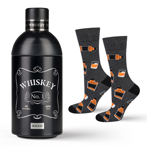 SOXO GOOD STUFF - chaussettes colorées pour hommes | Whisky en bouteille | cadeau pour lui 