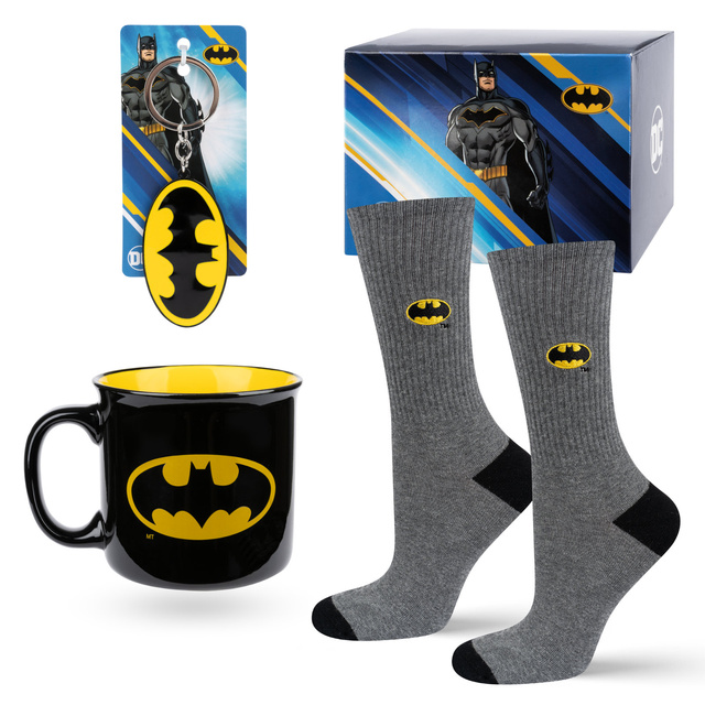 Set Batman mug chaussettes et porte-clés