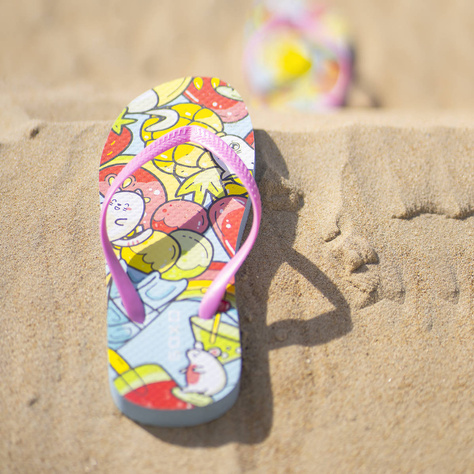 Comfort Women's Men's SOXO Beach Flip Flops | Cheerful & Colorful Fruits | Perfect for Beach Holidays and the Pool