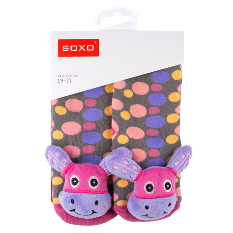 Lot de 3x chaussettes colorées SOXO pour bébé avec hochet