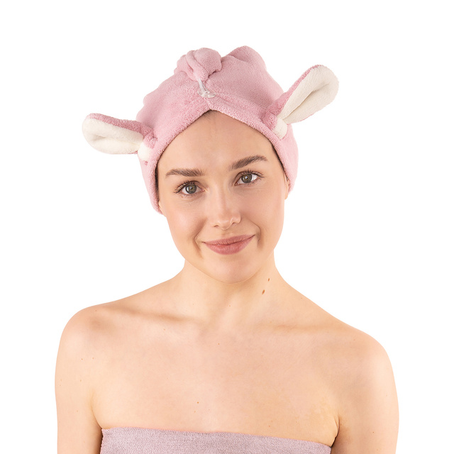 MOMO WAY serviette de bain turban lapin rose