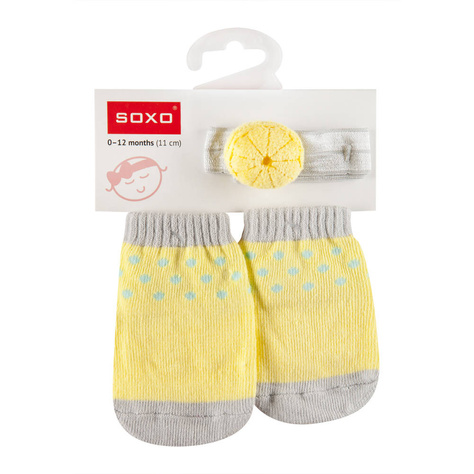 Ensemble de chaussettes jaunes SOXO avec bandeau pour bébé 