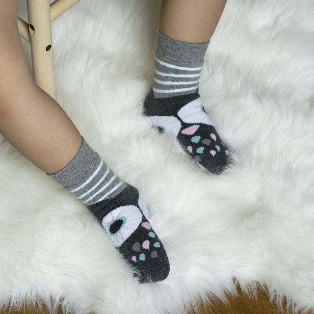 Chaussettes pour enfants gris SOXO joyeux chaud éponge hibou