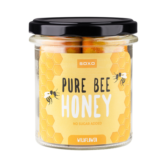 Chaussettes colorées SOXO GOOD STUFF Pure Bee Honey dans un pot de coton amusant