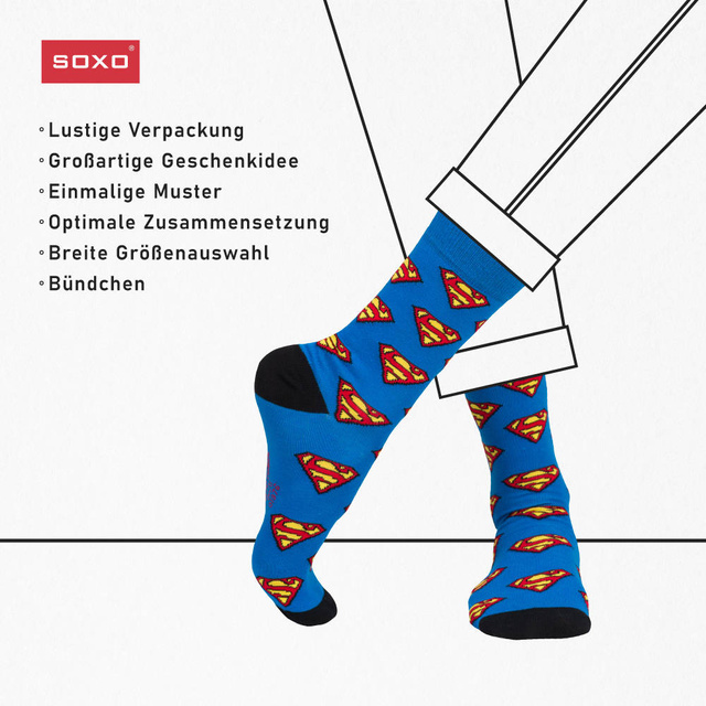 Lot de 1x Chaussettes colorées SOXO Superman et 1x Chaussons homme Superman