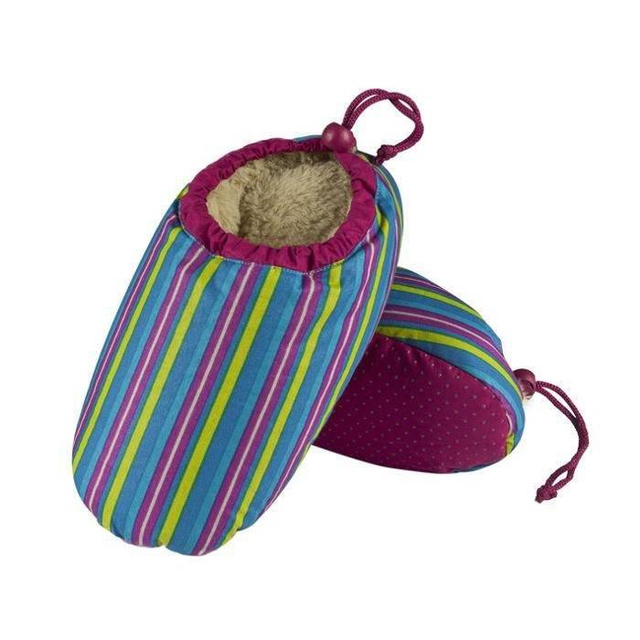 Chaussons femme SOXO bleus doux et chauds en plumes de canard