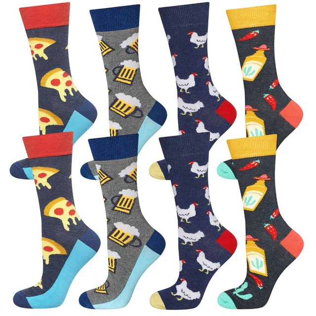 Lot de 4x chaussettes colorées SOXO GOOD STUFF pour hommes, drôle de pizza