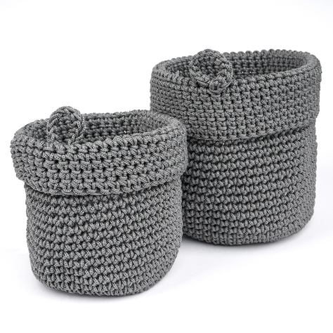 Lot de 2 paniers de salle de bain Momo Way gris 14cm et 17cm