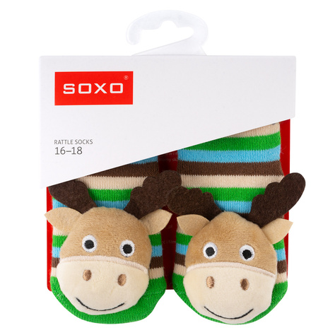 Lot de 3x chaussettes colorées SOXO pour bébé avec hochet