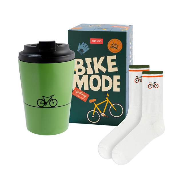 Coffret Cadeau Chaussettes Vélo + Mug Thermique