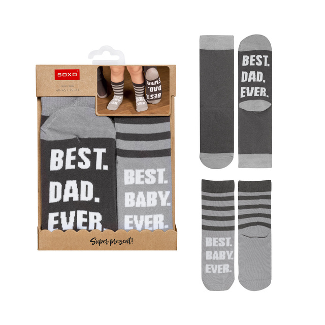 Lot de chaussettes pour papa et enfant SOXO cadeau en coton 