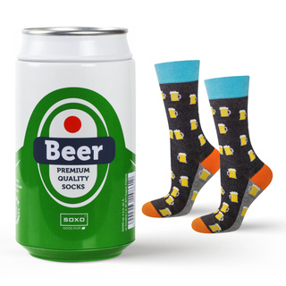 Chaussettes colorées pour hommes SOXO GOOD STUFF drôle de bière en conserve