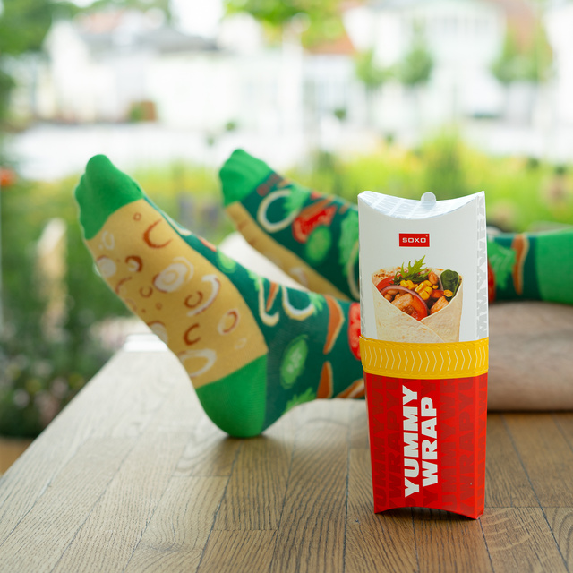 Lot de 2 chaussettes colorées SOXO pour homme | kebab dans une boîte | cadeau drôle pour un homme | couleurs