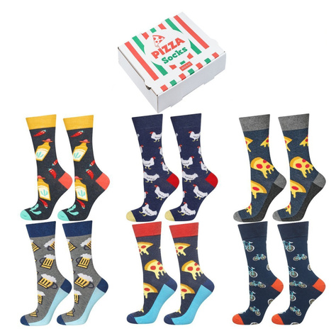 Lot de 6x chaussettes colorées pour hommes SOXO GOOD STUFF dans une boîte à pizza