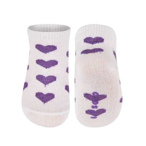 Chaussettes bébé blanches SOXO avec cœurs violets