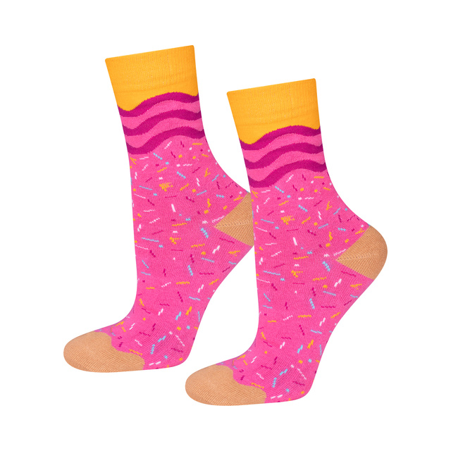 Lot de 2 paires de chaussettes Soxo Donut pour femme dans une boîte | Parfait pour un cadeau | Drôle et joyeux | rose