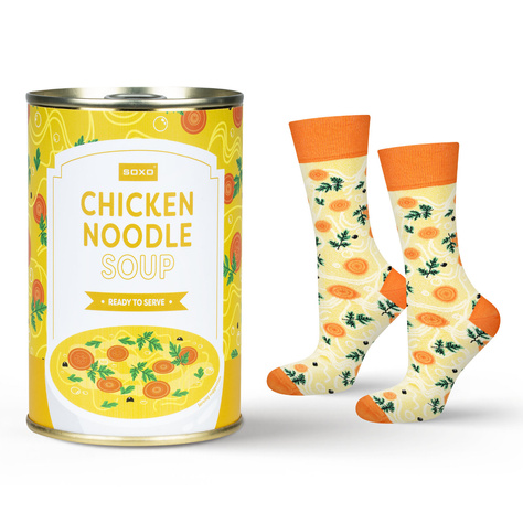 Chaussettes pour femmes | Chaussettes de soupe au poulet SOXO GOOD STUFF pour hommes en boîte comme cadeau pour elle | pour lui unisexe