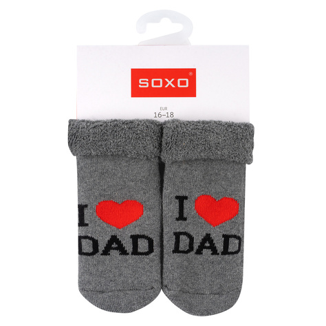 Lot de 3x chaussettes bébé SOXO bleu marine avec inscription 