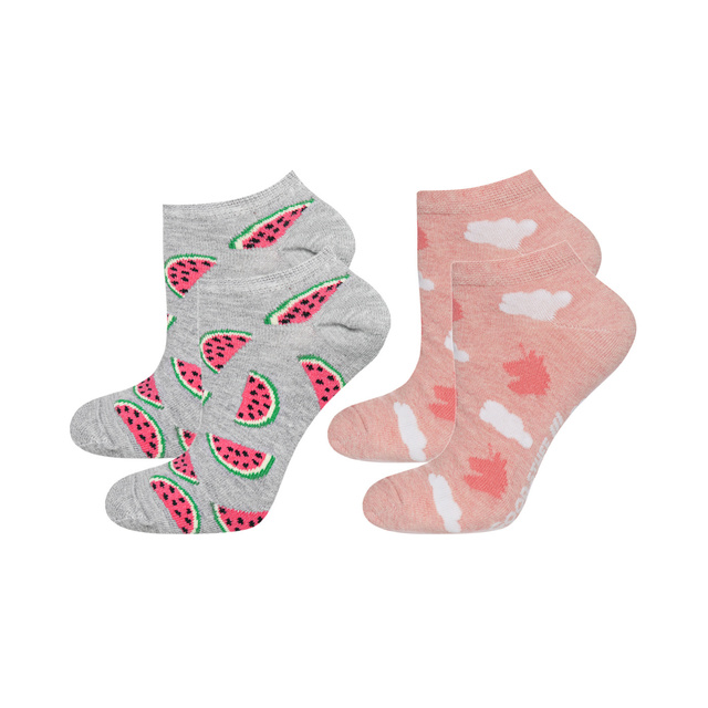 Lot de 2x chaussettes SOXO pour femmes | motifs fruités et amusants