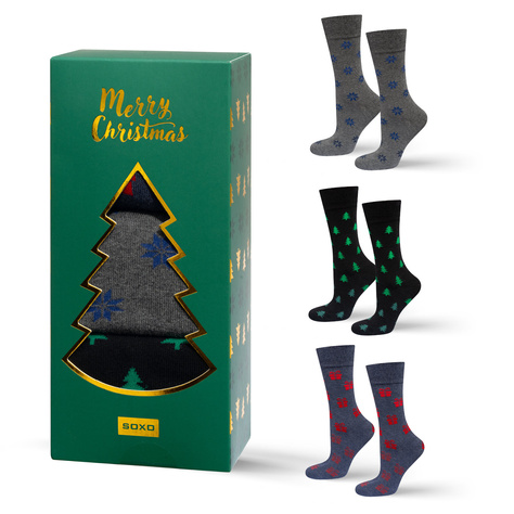 Ensemble de 3x Chaussettes de Noël Homme SOXO en Cadeau