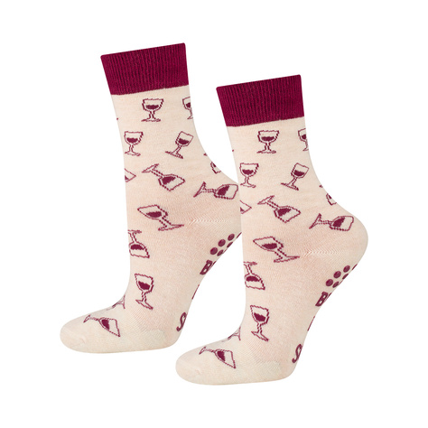 Chaussettes pour femmes SOXO GOOD STUFF drôles de White Wine dans une bouteille cadeau