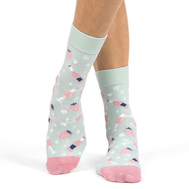 Ensemble de 2x chaussettes pour femmes SOXO joyeux Prosecco dans une bouteille un cadeau pour elle