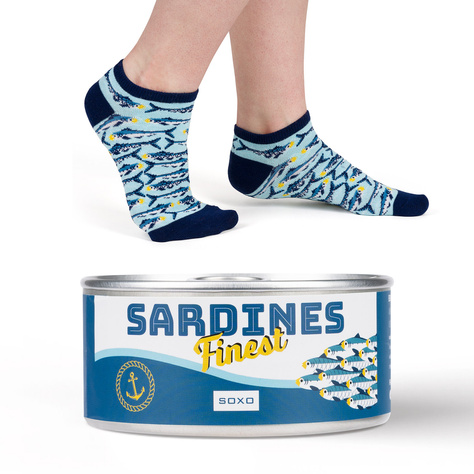 SOXO GOOD STUFF chaussettes colorées pour femmes sardines drôles dans une boîte cadeau 