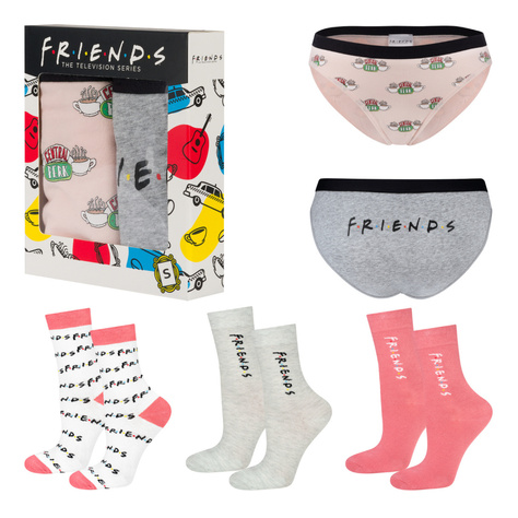 Set 2x culotte femme SOXO Friends et 3x chaussettes femme Friends | cadeau pour elle | rose