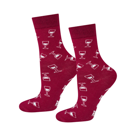 Chaussettes pour femmes SOXO GOOD STUFF drôles de Red Wine dans une bouteille cadeau